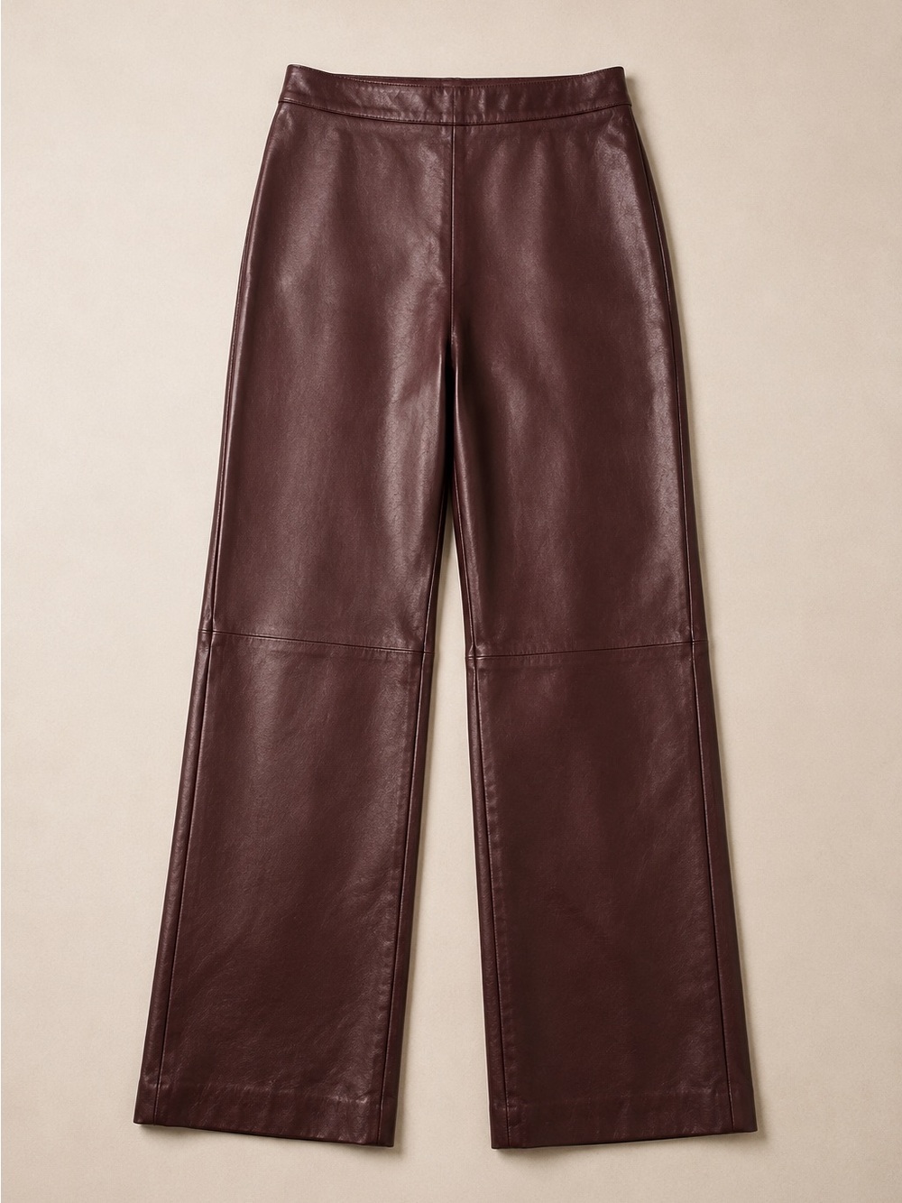 Vintage Plum Genuine Leather Wide Leg Pants